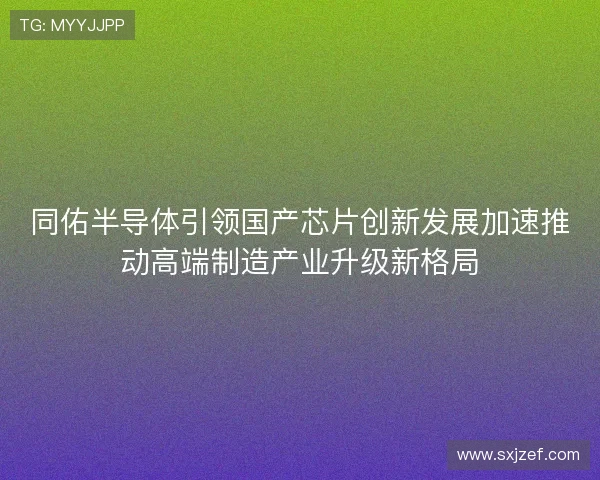 同佑半导体引领国产芯片创新发展加速推动高端制造产业升级新格局